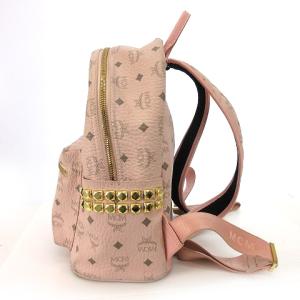 MCM ヴィセトス リュックサック 多収納 ロゴ総柄 レザー ピンク GY01
