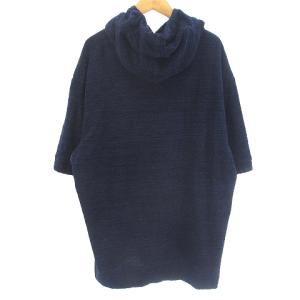 BLACK LABEL CRESTBRIDGE パーカー プルオーバー 半袖 パイル地 コットン ネイビー 紺 LL GY01