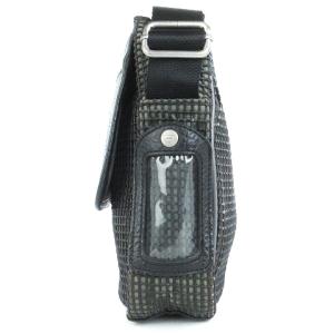 DIESEL ショルダーバッグ ミニ メッシュ リップストップ レザー 黒 ブラック 鞄 GY01