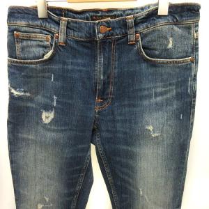 Nudie Jeans デニムパンツ ジーンズ ジッパーフライ ダメージ コットン インディゴブルー 青系 W31 M位 GY01