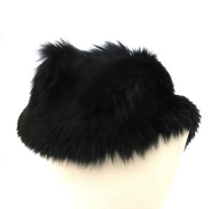 LOEWE フォックスファー スヌード 裏地カシミヤ マフラー 黒 