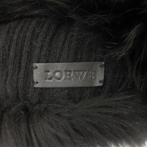 LOEWE フォックスファー スヌード 裏地カシミヤ マフラー 黒 