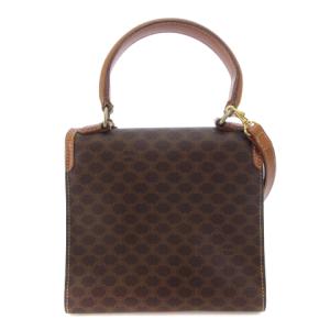 CELINE 2way マカダム ハンドバッグ ショルダー レザー PVC ブラウン 茶 鞄