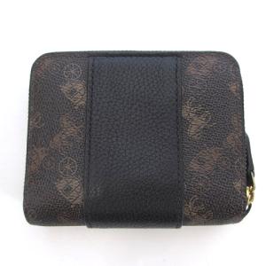 COACH CE202 二つ折り財布 ラウンドファスナー 馬車 総柄 キャンバス 茶 ブラウン YGT