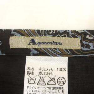Aquascutum 美品 ひざ丈 プリーツスカート ジップ ペイズリー柄 9 M 青 ブルー YGT