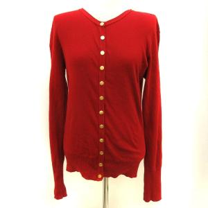 カーディガン 金ボタン 無地 コットン 赤 レッド 3 L位
