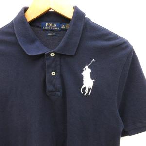 POLO RALPH LAUREN ポロシャツ 半袖 ビッグポニー ロゴ刺繍 コットン 紺 ネイビー L