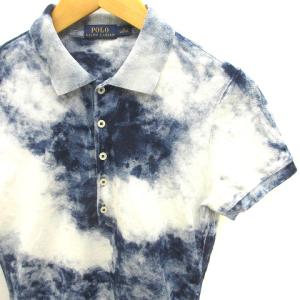 POLO RALPH LAUREN ポロシャツ 半袖 ロゴ刺繍 ポニー コットン 青 ブルー 白 ホワイト M
