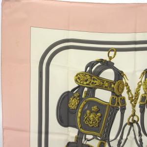 HERMES BRIDES de GALA 式典用馬勒 カレ90 シルク100% スカーフ ピンク