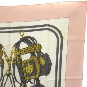 HERMES BRIDES de GALA 式典用馬勒 カレ90 シルク100% スカーフ ピンク