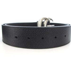 GUCCI 406831 GGマーモント ダブルGバックル レザーベルト ブラック