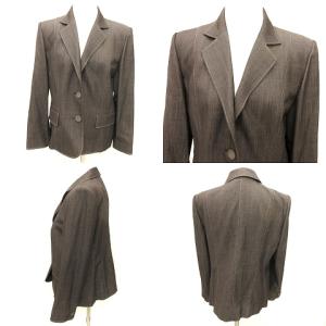 Leilian スカートスーツ ジャケット 無地 チャコールグレー ウール 11 L位 YGT