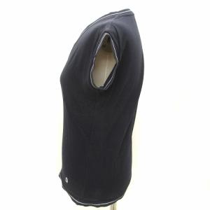 FENDI 半袖 ベスト ワンポイント ロゴ刺繍 鹿の子 コットン 紺 ネイビー 42 M位 AA YGT