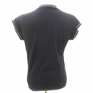 FENDI 半袖 ベスト ワンポイント ロゴ刺繍 鹿の子 コットン 紺 ネイビー 42 M位 AA YGT