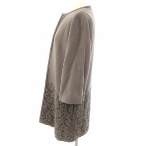 M'S GRACY コート ノーカラー 花柄レース ウール 茶系 ブラウン系 38 M位 YGT
