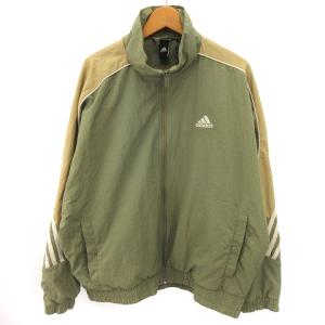 GT6357 M WORD ウーブンジャケット ジップアップ ワンポイント ロゴ 刺繍 スリーライン ナイロン カーキ 緑系