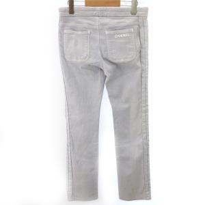 CHANEL デニムパンツ ジップ ストレッチ ココマーク 38 ライトブルー
