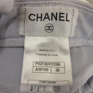 CHANEL デニムパンツ ジップ ストレッチ ココマーク 38 ライトブルー