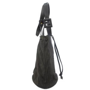 FENDI ペカン柄 ハンドバッグ ストライプ キャンバス レザー カーキ系 鞄 GY04