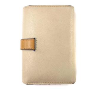 LOEWE バーティカルウォレット スモール  ソフトグレインカーフ アナグラム 三つ折り 二つ折り 財布 レザー グレージュ系 GY04