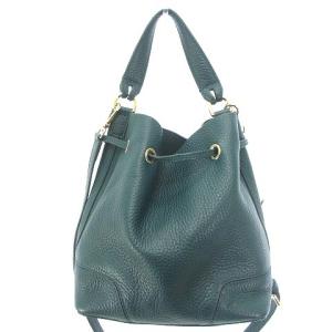 FURLA ショルダーバッグ 巾着 レザー 本革 グリーン 緑 鞄 WY