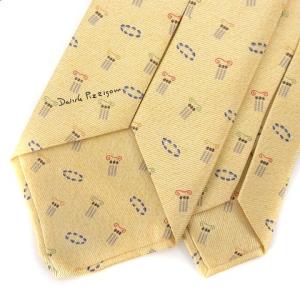 BVLGARI タグ付き ネクタイ レギュラータイ 総柄 シルク100% ベージュ