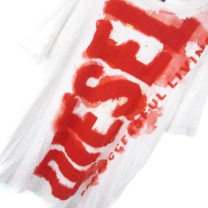 DIESEL T-JUST-E16 A06483 Tシャツ カットソー 半袖 クルーネック ビッグロゴ プリント コットン ホワイト 白