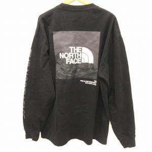 THE NORTH FACE Tシャツ NT32344 長袖 プリント ロゴ コットン 黒 ブラック XL