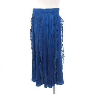 PLEATS PLEASE ISSEY MIYAKE イッセイミヤケ PP81-J6776 プリーツスカート ひざ丈 数字モチーフ 3 ブルー
