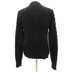 POLO RALPH LAUREN ケーブルニットカーディガン 長袖 ワンポイント ロゴ刺繍 コットン 黒 ブラック S トップス ECS