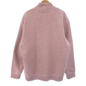 Papas ニット ジャケット ジップアップ ネップ ロゴ 刺繍 裏キルティング ウール ピンク 50 L位 アウター ECS