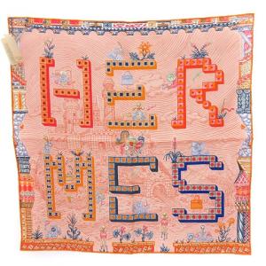 23AW スーパー・シルク・クエスト・デタイユ45 カレ シルク100 スカーフ コライユ オレンジ