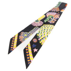 HERMES 23AW EPAULETTES DE GALA ツイリー シルク100％ キャバン ヴェール ジョーヌ マルチカラー スカーフ