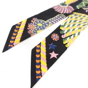 HERMES 23AW EPAULETTES DE GALA ツイリー シルク100％ キャバン ヴェール ジョーヌ マルチカラー スカーフ