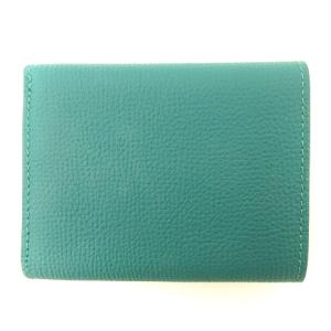 LOEWE アナグラム トライフォールド 6cc ウォレット コンパクト レザー エメラルドグリーン
