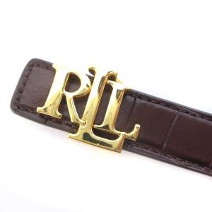 RALPH LAUREN リバーシブルクロコレザーベルト ブラウン 茶系