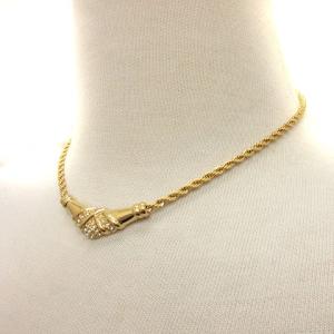 GIVENCHY ネックレス ペンダント モチーフ ラインストーン パイプロープ ゴールドカラー 金色 アクセサリー GY11