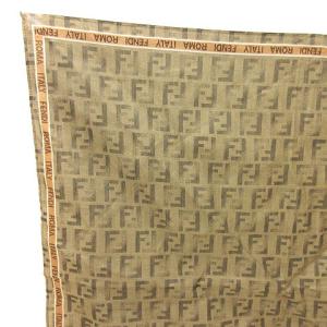 FENDI スカーフ ハンカチ 総柄 ロゴ ズッカ柄 コットン100％ ブラウン系 茶系 GY11