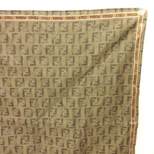 FENDI スカーフ ハンカチ 総柄 ロゴ ズッカ柄 コットン100％ ブラウン系 茶系 GY11