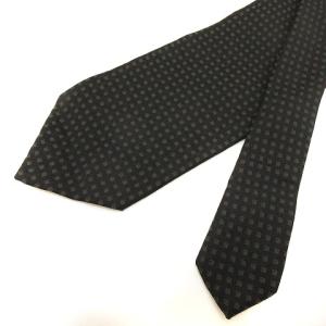 ネクタイ ブロックチェック 総柄 シルク100％ 黒 グレー GY11