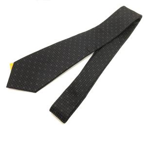 FENDI ネクタイ タグ付き 総柄 ズッカ柄 ロゴ シルク100％ 黒 ブラック グレー GY11