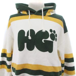 HYSTERIC GLAMOUR プルオーバー パーカー ロゴ 裏起毛 白 ホワイト 緑 グリーン 黄 イエロー マルチカラー F トップス GY01