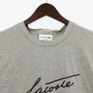 LACOSTE Tシャツ カットソー 半袖 クルーネック ロゴ プリント コットン ライトグレー L トップス GY01