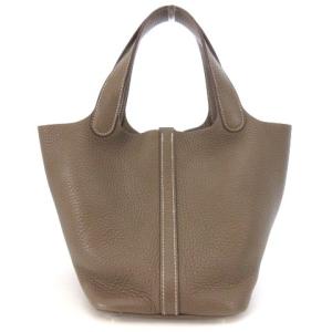 HERMES ピコタンロック PM エトゥープ トリヨンクレマンス シルバー金具 C刻印 ハンドバッグ ブラウン