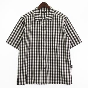 良品 ヴィシー チェック オープンカラー シャツ 半袖 コットン ブラック ホワイト 40 トップス GY01