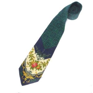 GENTLEMAN ネクタイ レギュラータイ 花柄 総柄 シルク100％ グリーン 緑 GY11