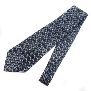 GUCCI ネクタイ ホースビット ロゴ 総柄 シルク100％ 紺 ネイビー 黄 イエロー マルチカラー GY11