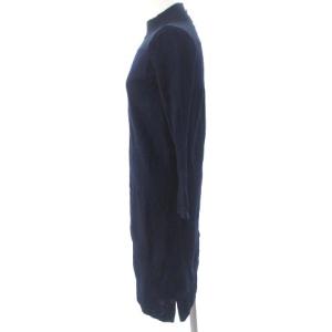 ANAYI 21AW スムースジャージーニットコンビワンピース 102127-14-840-67-340 ひざ丈 長袖 ネイビー 紺 34