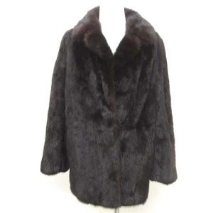 銀サガ ミンクファー 毛皮 コート ハーフ ダークブラウン 茶系 15 L位 アウター GY11