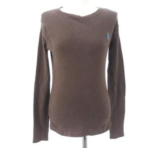 SPORT カットソー ロゴ 刺繍 ワンポイント コットン ブラウン 茶 XS GY11